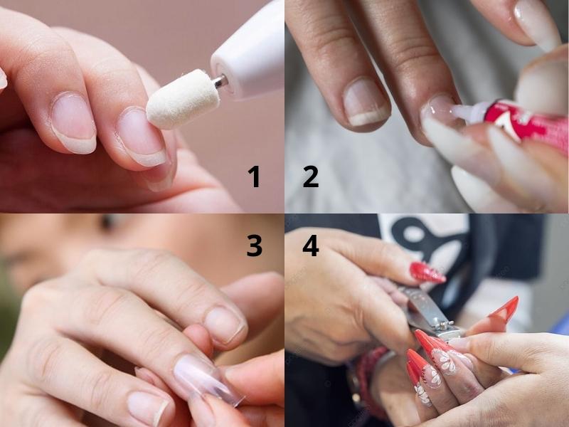 Các bước dán nail giả 