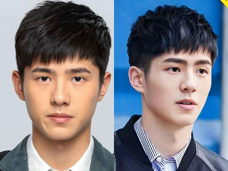 Phong cách thời trang hiện đại hơn với kiểu tóc mái chéo ngố (Nguồn: menhairstyle.com, Hipaishiken.com)