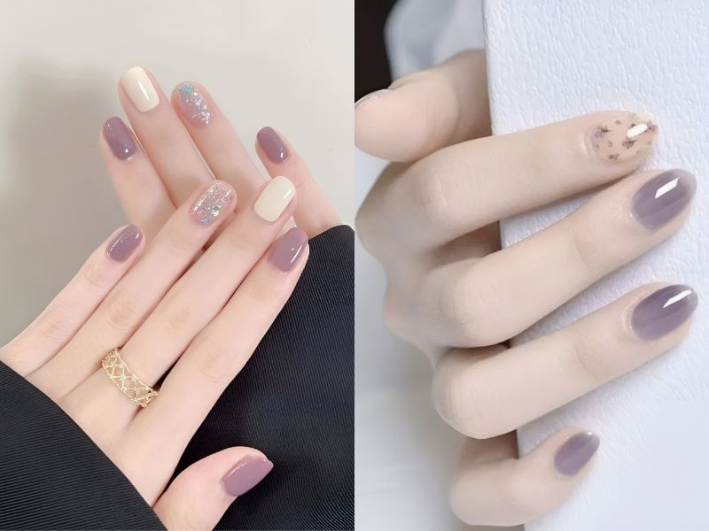 Mẫu nail sơn thạch tím