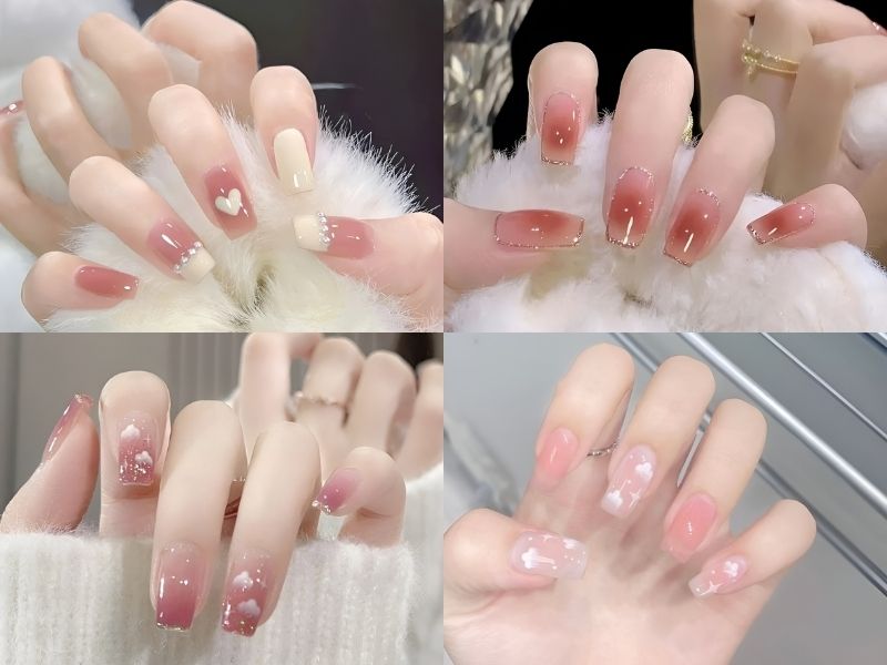 Nail hồng thạch đơn giản