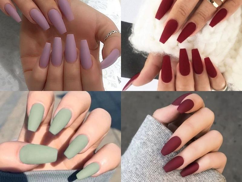 nail nhám đỏ, xanh, tím đơn giản