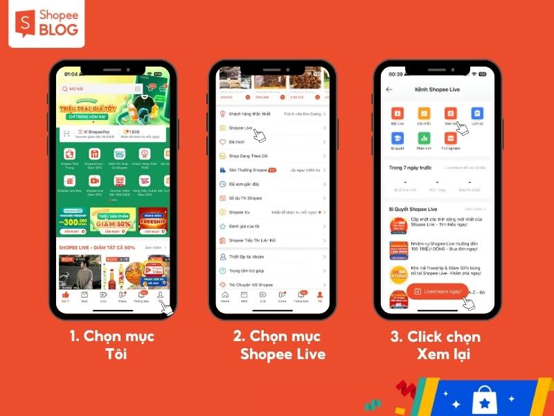 Cách phát lại live trên Shopee 