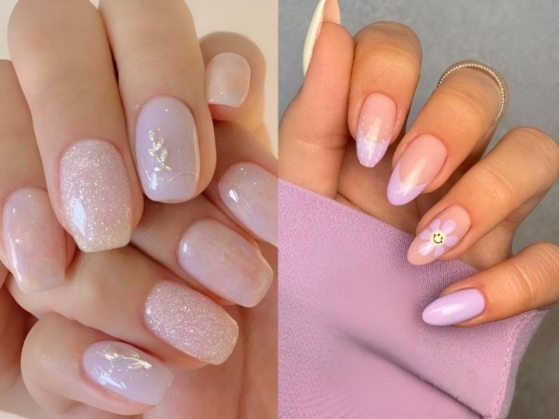 Các mẫu nail màu tím nhạt