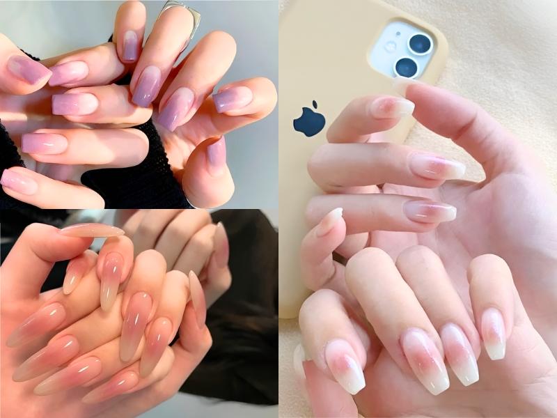 Nail cô dâu ombre nhẹ nhàng. (Nguồn: Maryana - Pinterest)