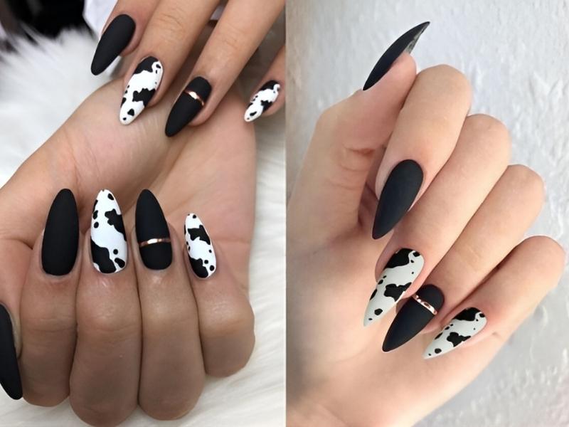 Nail màu đen nhám bò sữa