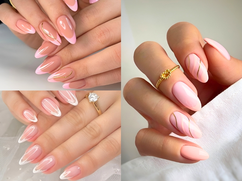 Nail cô dâu French Manicure truyền thống. (Nguồn: Michelle - Pinterest)