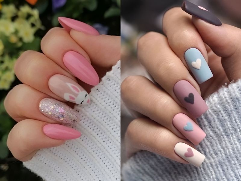 Mẫu nail cute dài (Nguồn: kbeautyaddiction.com, howlifestyles.com)