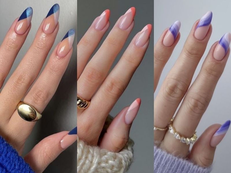 mẫu nail sọc màu đơn giản