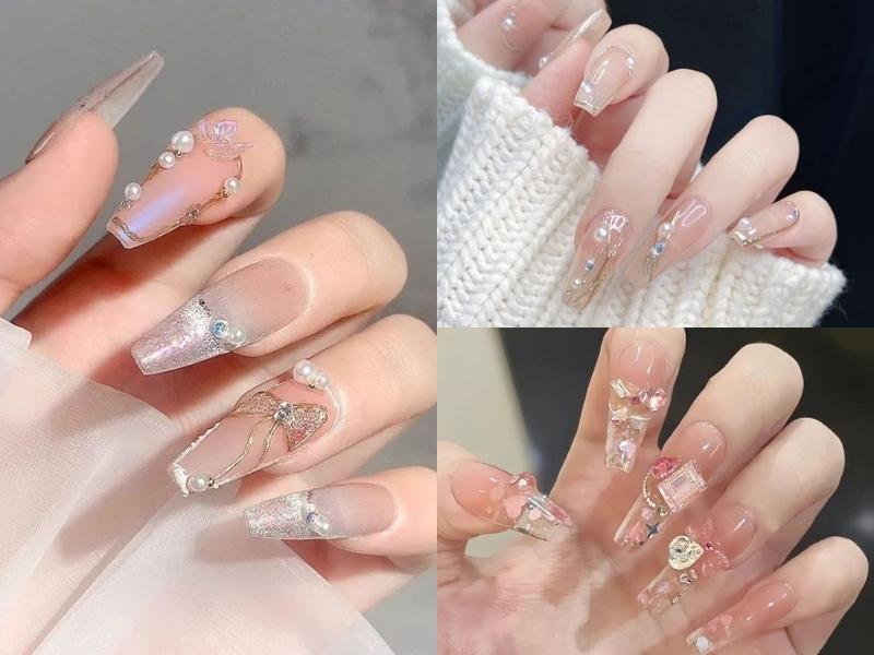 Nail kết hợp nhiều loại charm