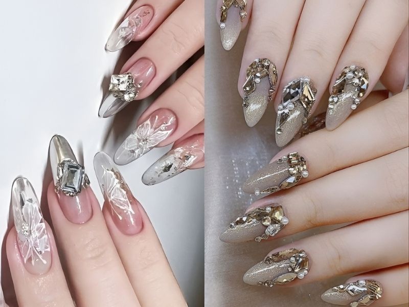 mẫu nail đính đá