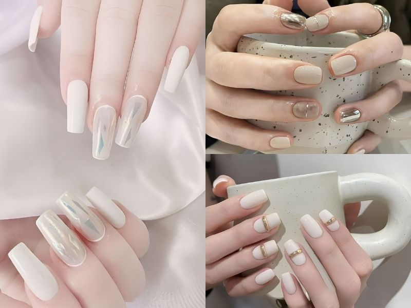 Nail trắng: Top 25 kiểu nail đẹp đơn giản sang trọng hot nhất hiện nay