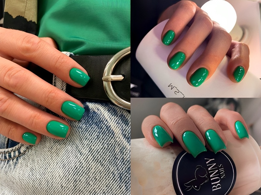 Mẫu nail màu xanh lá 