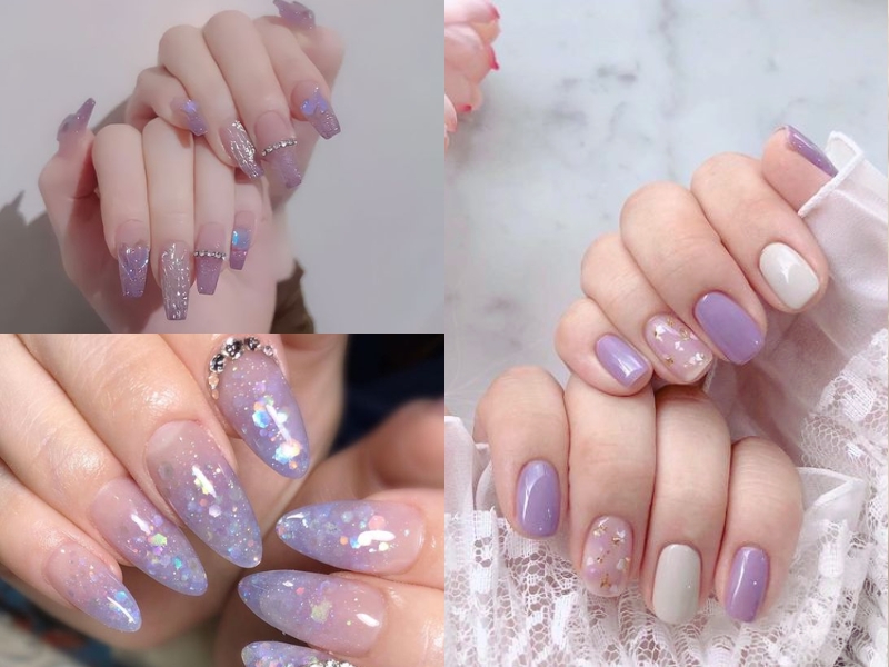 Nail ẩn xà cừ màu tím