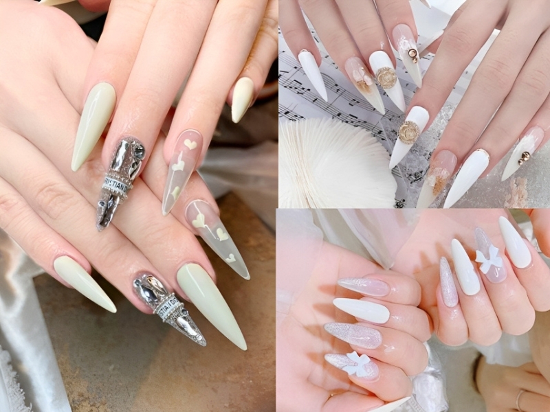 100+ Mẫu nail trắng đính đá sang chảnh cho nàng - ALONGWALKER