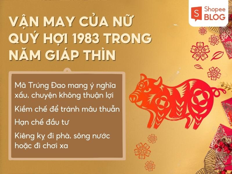 vận may của nữ Quý Hợi năm 2024