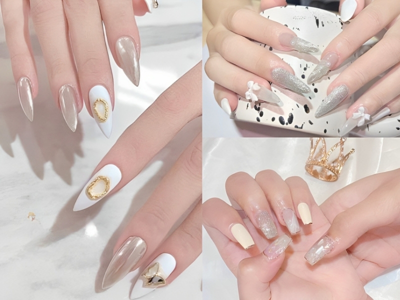 20 mẫu nail trắng đẹp thanh lịch tinh tế hot nhất hiện nay