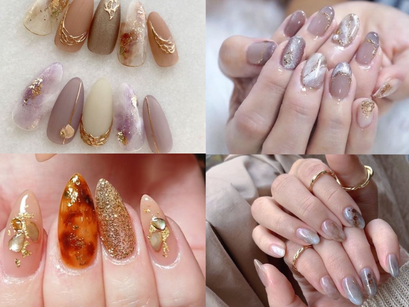 Mẫu nail ẩn xà cừ vân đá