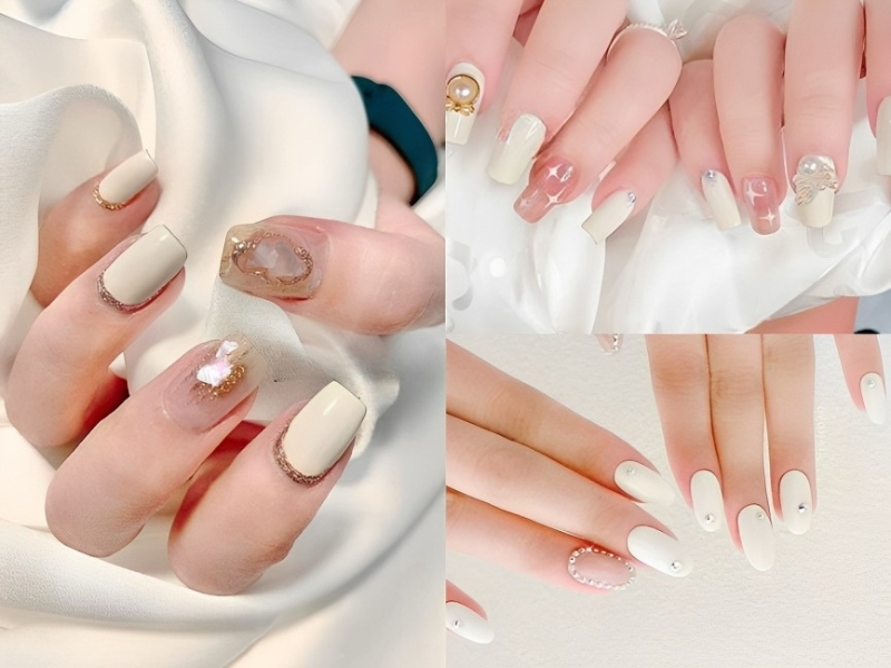 Tuyển chọn 200 mẫu nail màu trắng sữa đính đá được yêu thích nhất