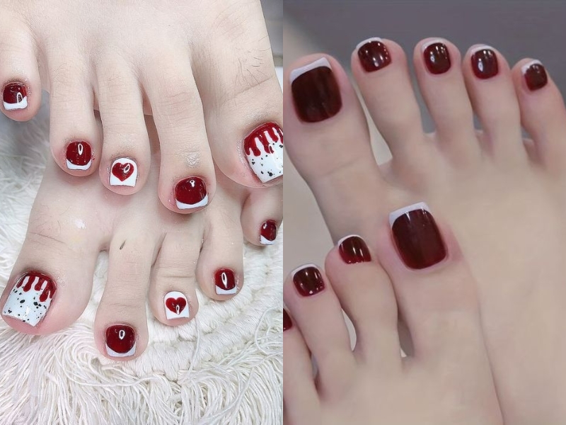 Giảm giá Móng chân giả thiết kế theo mẫu Nail box màu đỏ kèm keo dũa - Mua  Thông Minh