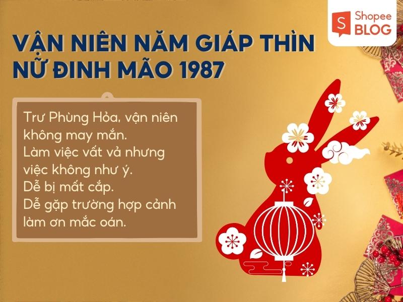 vận niên của nữ Đinh Mão 1987