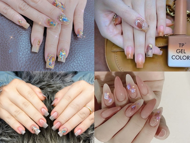 Mẫu nail ẩn xà cừ sơn bóng