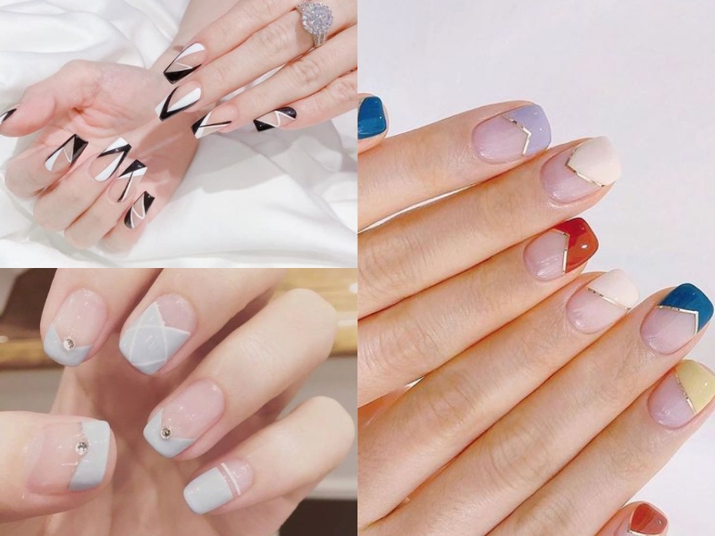 mẫu nail vẽ giản dị hình khối