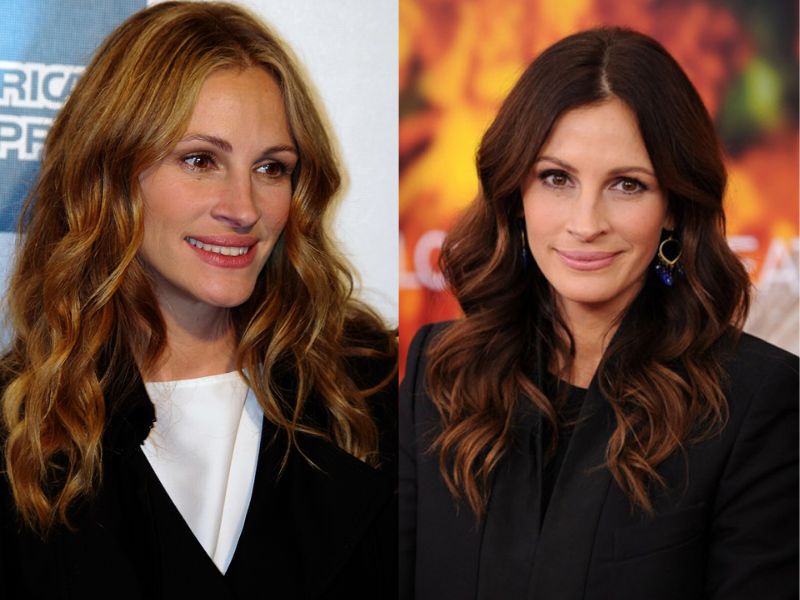 Julia Roberts với mái tóc rẽ ngôi giữa 