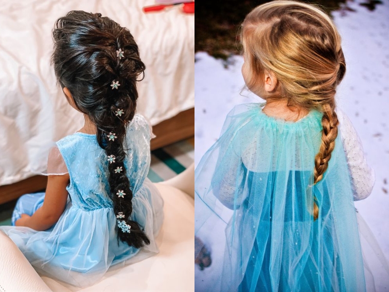 Bé gái thắt tóc kiểu Elsa