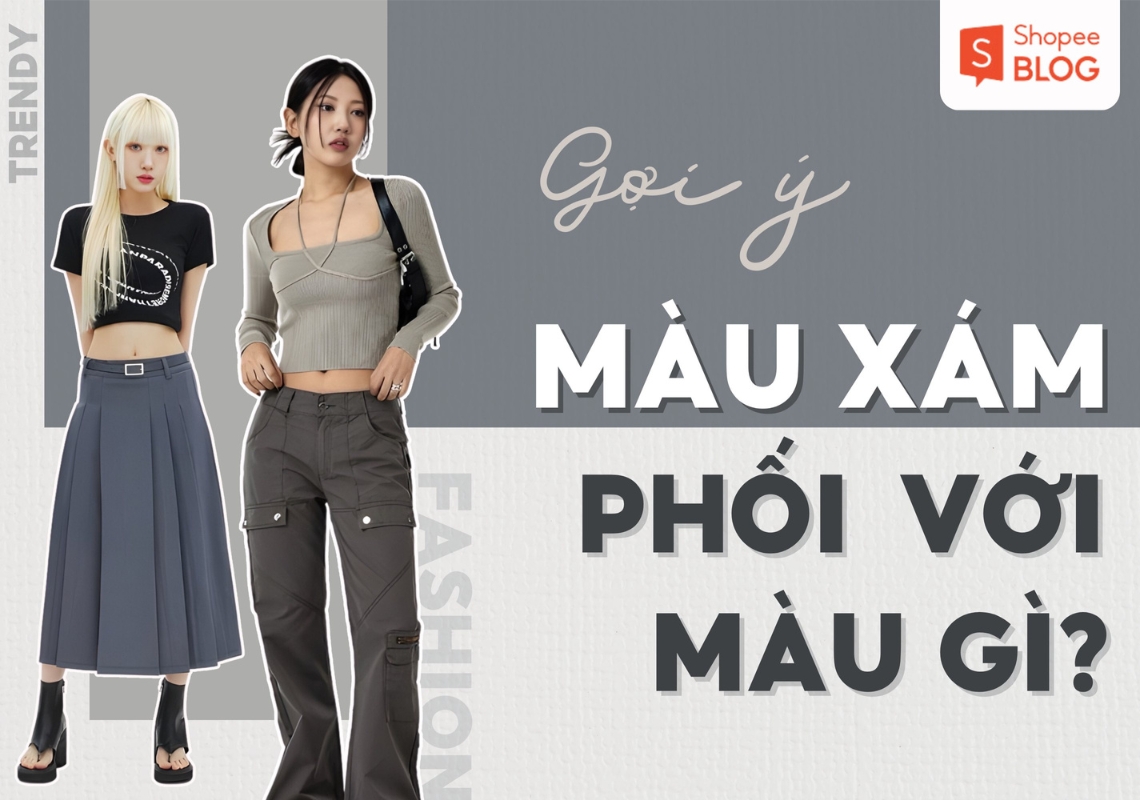 SET BỘ CHỮ GETHER CHÂN VÁY XẾP LY MÀU XÁM