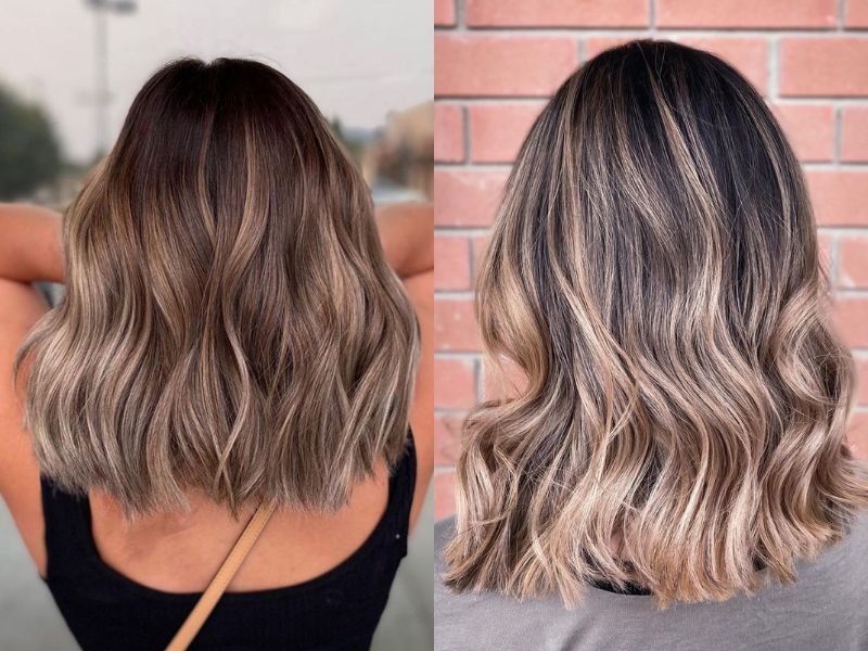 Kiểu tóc balayage màu vàng khói