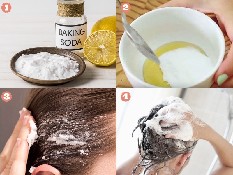 Tẩy da chết đầu bằng muối và baking soda 