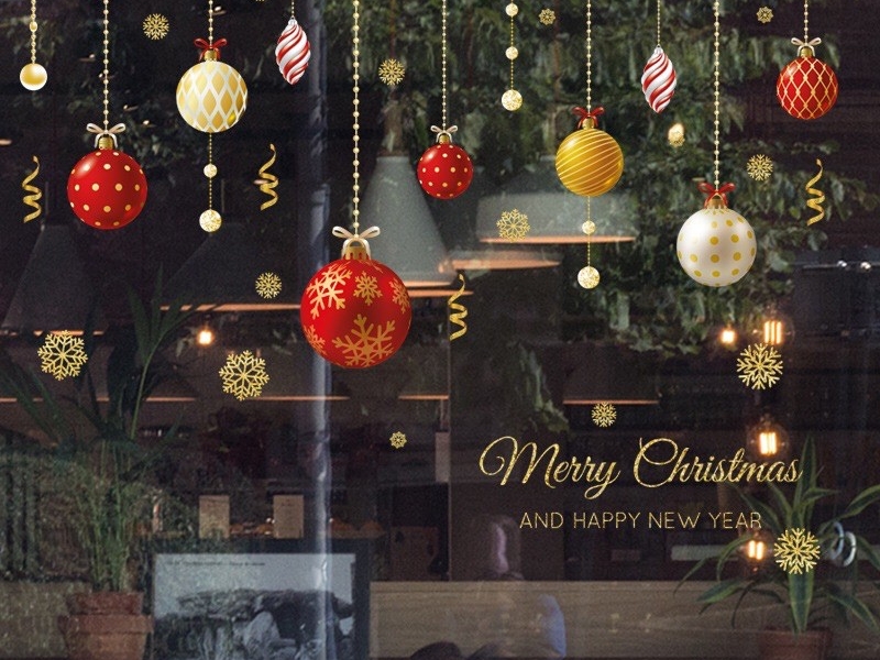 Mẫu decal cho cửa kính Noel 