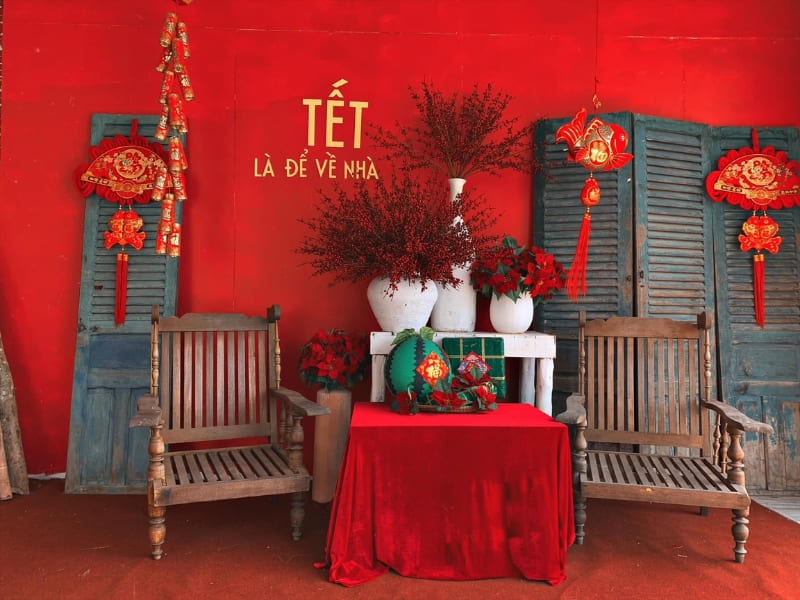 Tiểu cảnh Tết quê cho quán cafe