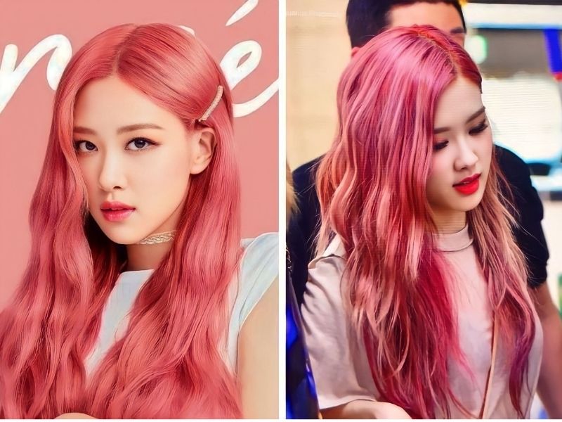 rosé tóc hồng uốn sóng nhỏ