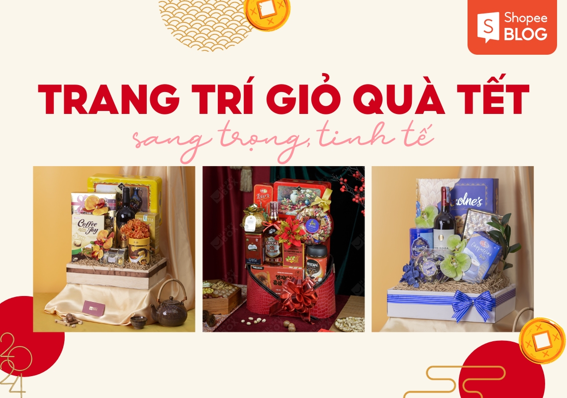 trang trí giỏ quà tết