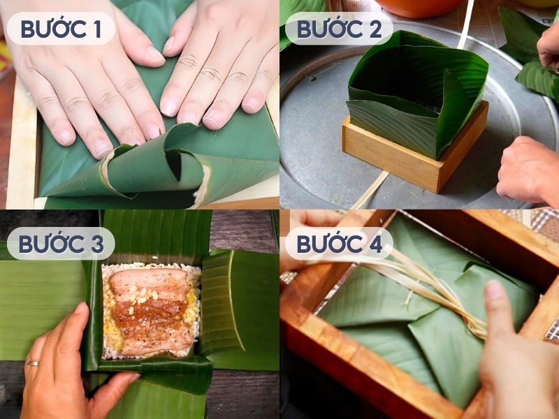 Các bước làm bánh chưng 1 khuôn 