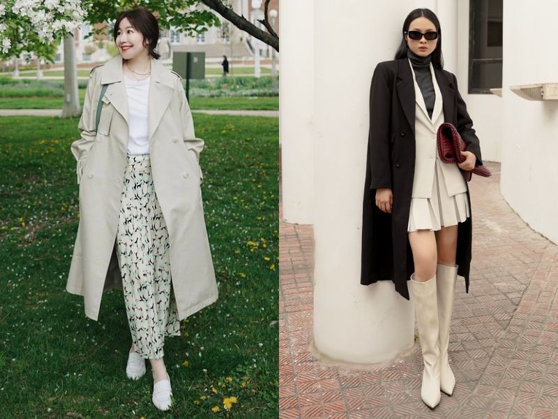 Phối áo trend coat caro