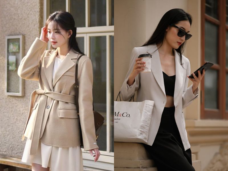 phối đồ cùng áo blazer ngắn