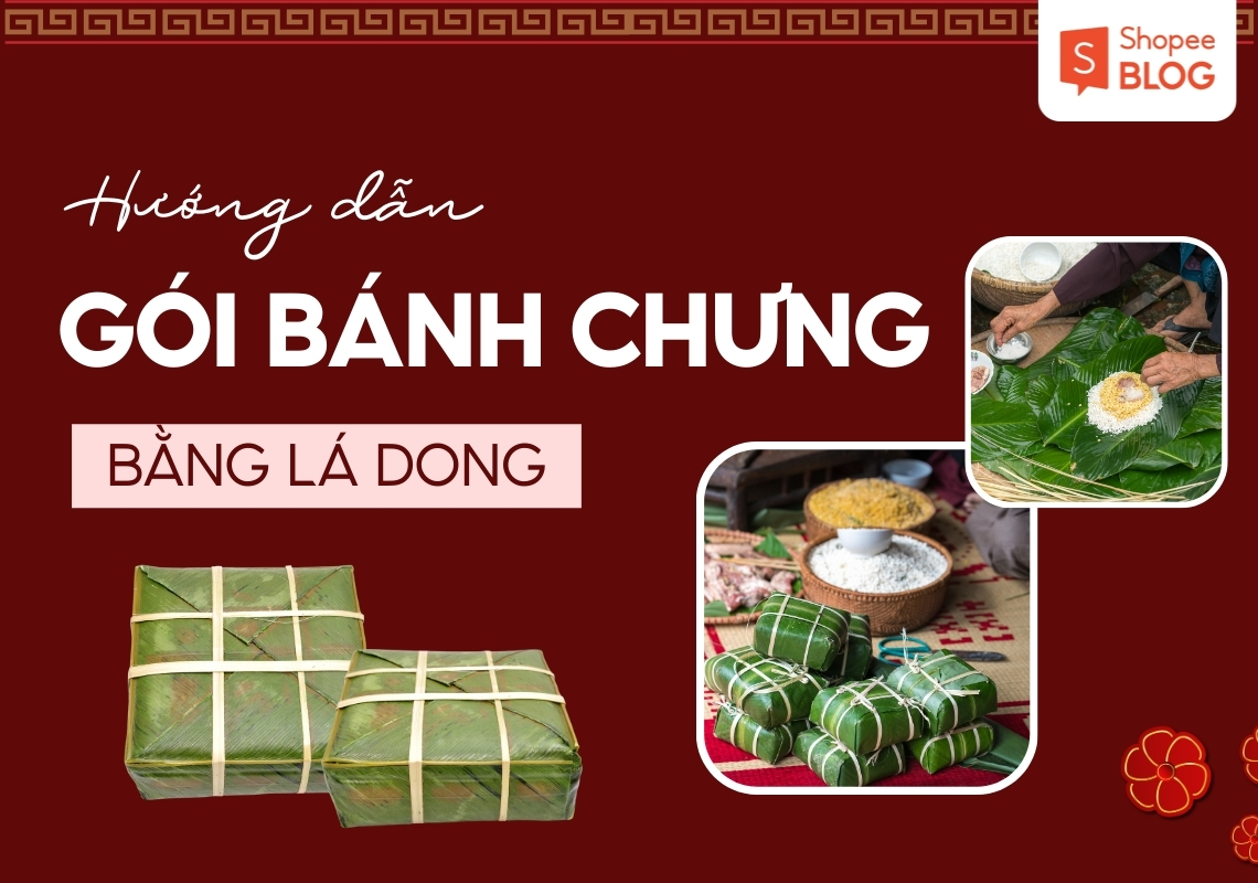 cách gói bánh chưng bằng lá dong