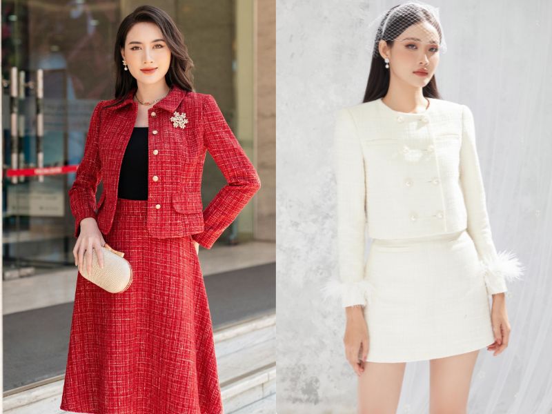 Dạ tweed váy dài