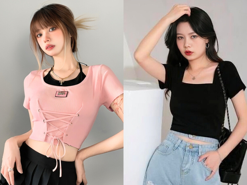 Phối áo croptop nữ 