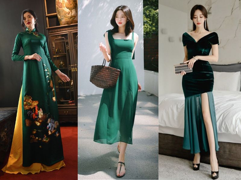 outfit màu xanh cho ngày tết