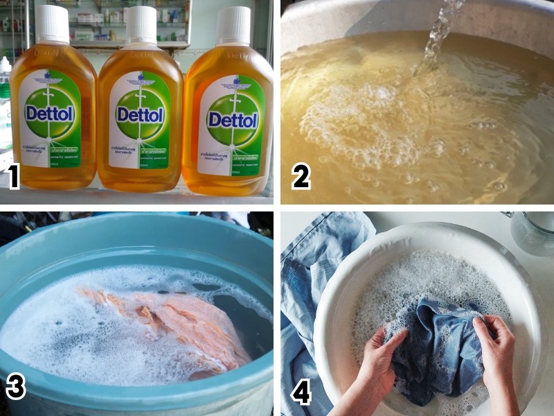 Cách tẩy mốc quần áo bằng dung dịch diệt khuẩn Dettol