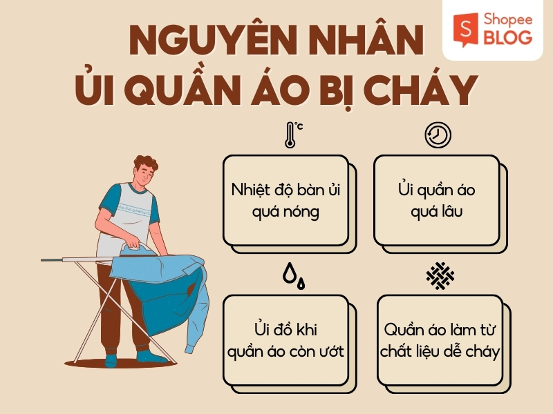 nguyên nhân ủi quần áo bị cháy