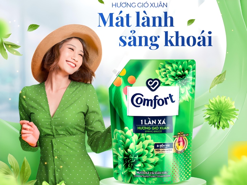 Nước xả vải Comfort đậm đặc hương gió xuân