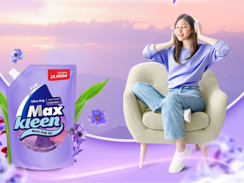 Nước giặt xả MaxKleen hương nước hoa huyền diệu