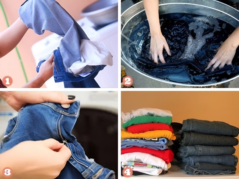 Các việc cần làm trước khi bỏ quần jean vào máy giặt