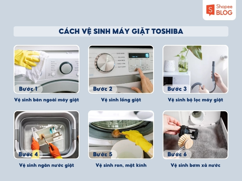 cách vệ sinh máy giặt Toshiba