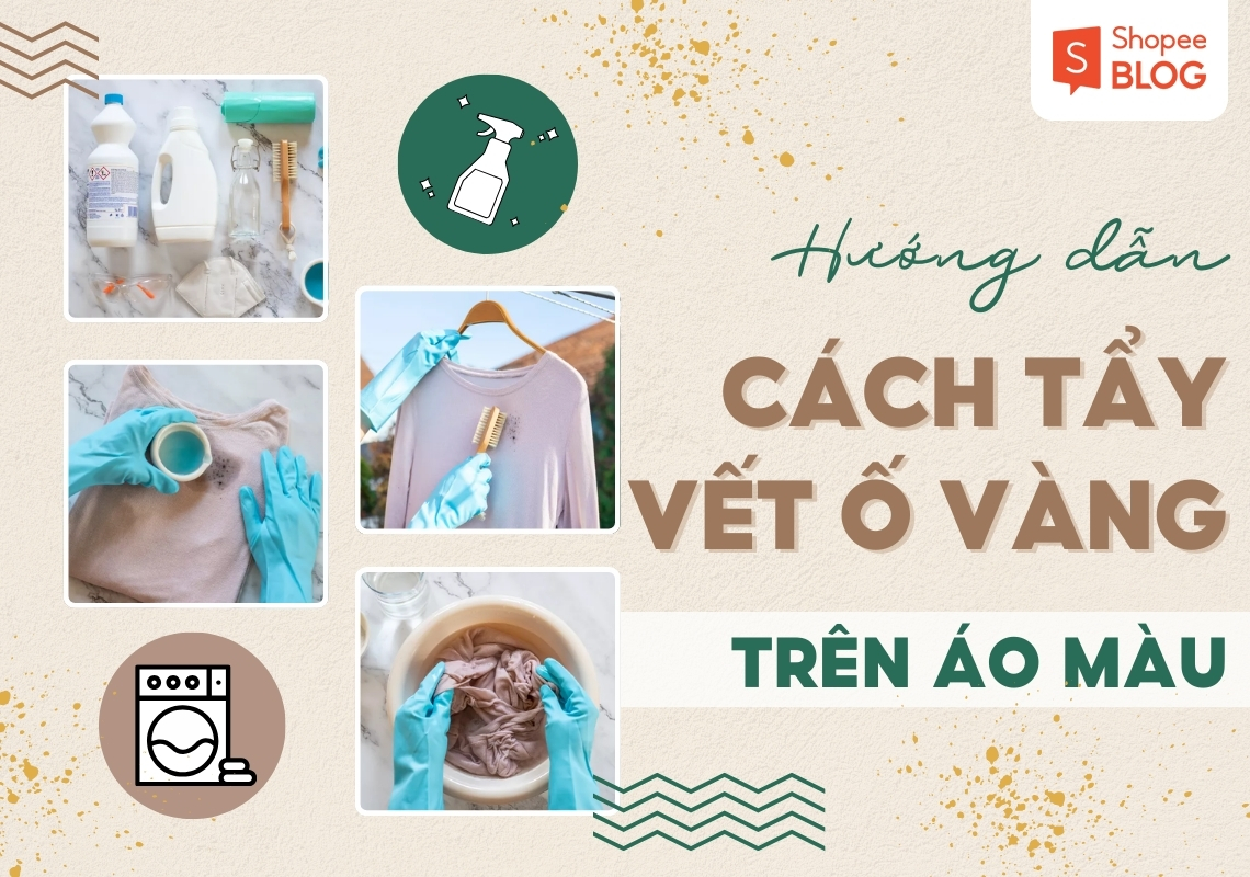 cách tẩy vết ố vàng trên áo màu