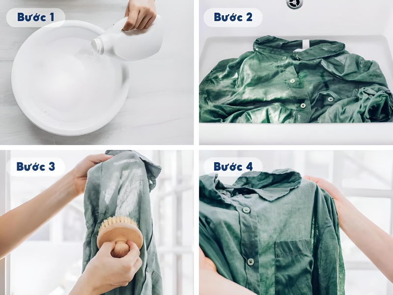 cách tẩy sạch quần áo màu bằng nước tẩy